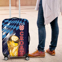 Croatia Football WC2026 Blue Luggage Cover Hrvatska Grunge Checkerboard - Wonder Print Shop