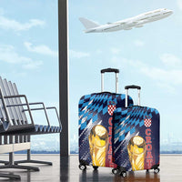 Croatia Football WC2026 Blue Luggage Cover Hrvatska Grunge Checkerboard - Wonder Print Shop