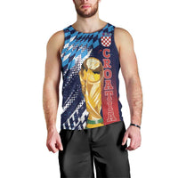 Croatia Football Custom WC2026 Blue Men Tank Top Hrvatska Grunge Checkerboard - Wonder Print Shop