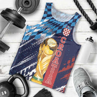 Croatia Football Custom WC2026 Blue Men Tank Top Hrvatska Grunge Checkerboard - Wonder Print Shop