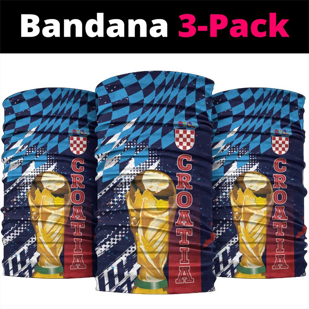 Croatia Football WC2026 Blue Neck Gaiter Hrvatska Grunge Checkerboard - Wonder Print Shop