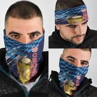Croatia Football WC2026 Blue Neck Gaiter Hrvatska Grunge Checkerboard - Wonder Print Shop