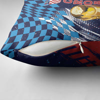 Croatia Football WC2026 Blue Pillow Cover Hrvatska Grunge Checkerboard - Wonder Print Shop
