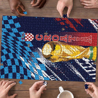 Croatia Football WC2026 Blue Puzzle Hrvatska Grunge Checkerboard - Wonder Print Shop
