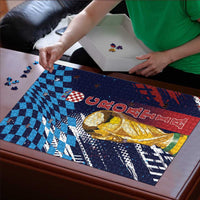 Croatia Football WC2026 Blue Puzzle Hrvatska Grunge Checkerboard - Wonder Print Shop