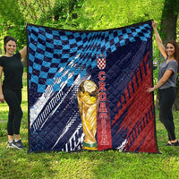 Croatia Football WC2026 Blue Quilt Hrvatska Grunge Checkerboard - Wonder Print Shop