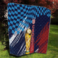 Croatia Football WC2026 Blue Quilt Hrvatska Grunge Checkerboard - Wonder Print Shop