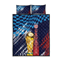 Croatia Football WC2026 Blue Quilt Bed Set Hrvatska Grunge Checkerboard - Wonder Print Shop