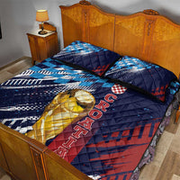 Croatia Football WC2026 Blue Quilt Bed Set Hrvatska Grunge Checkerboard - Wonder Print Shop