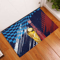 Croatia Football WC2026 Blue Rubber Doormat Hrvatska Grunge Checkerboard - Wonder Print Shop