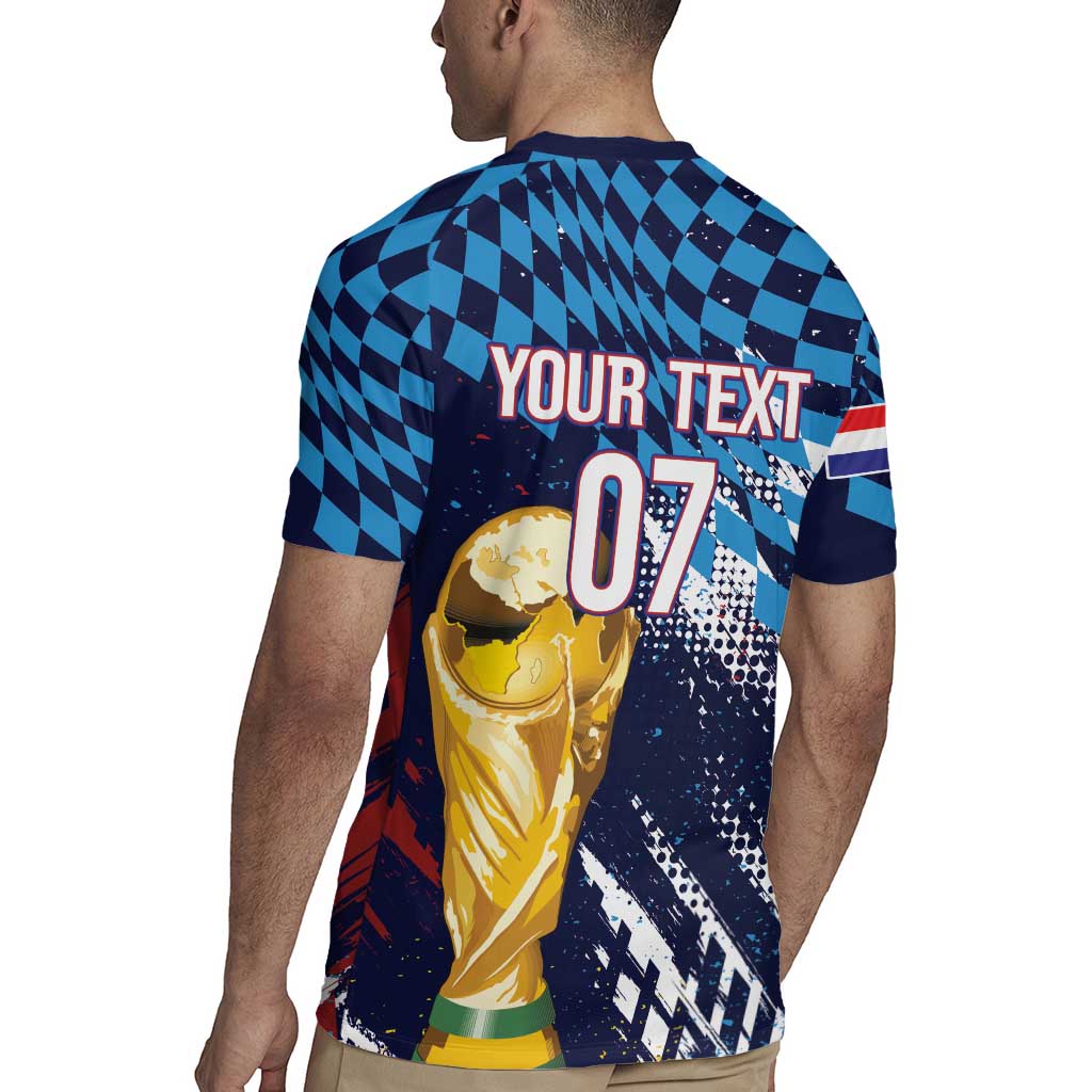 Croatia Football Custom WC2026 Blue Rugby Jersey Hrvatska Grunge Checkerboard - Wonder Print Shop
