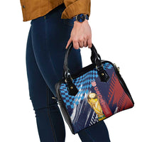 Croatia Football WC2026 Blue Shoulder Handbag Hrvatska Grunge Checkerboard - Wonder Print Shop