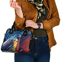 Croatia Football WC2026 Blue Shoulder Handbag Hrvatska Grunge Checkerboard - Wonder Print Shop