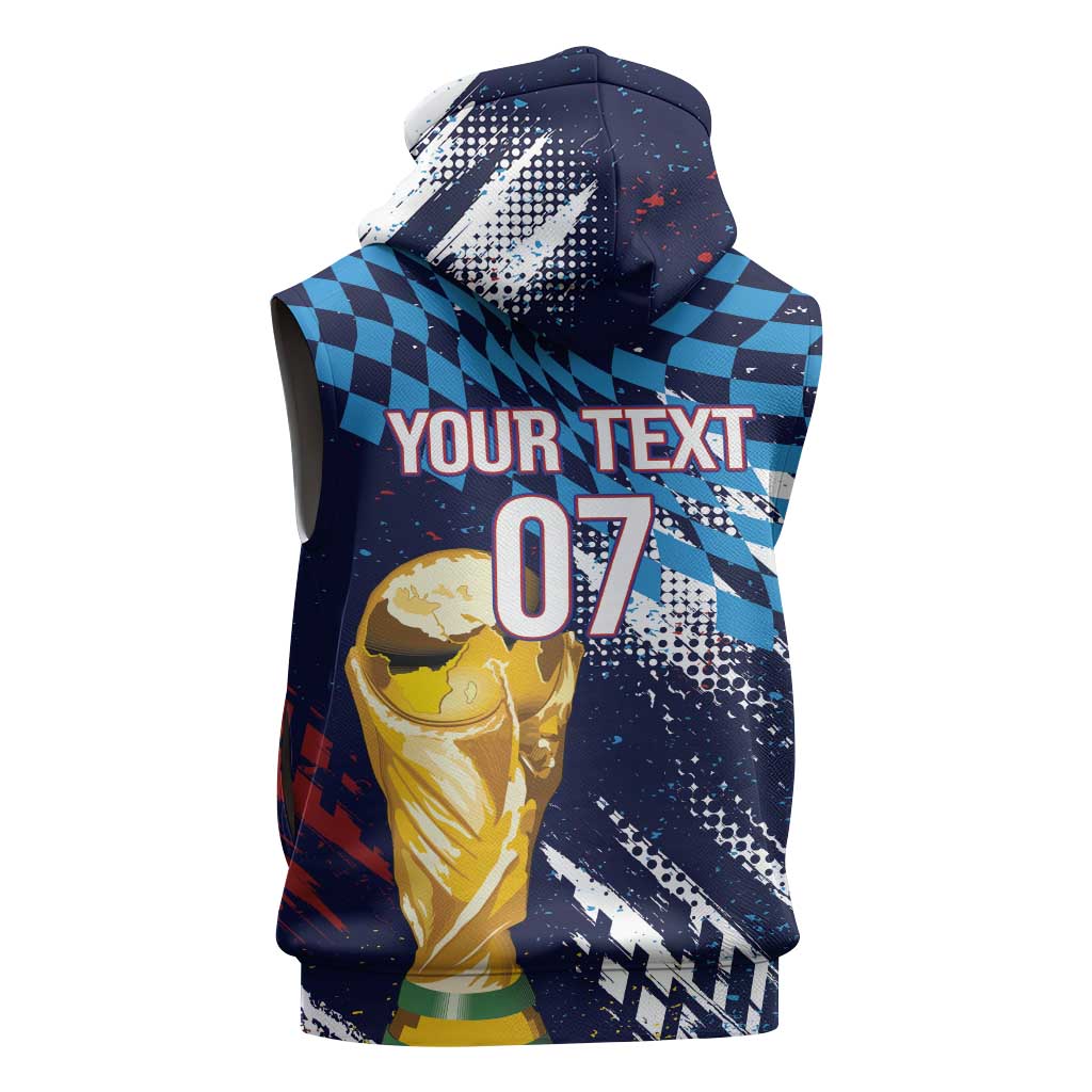 Croatia Football Custom WC2026 Blue Sleeveless Hoodie Hrvatska Grunge Checkerboard - Wonder Print Shop