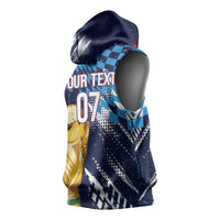 Croatia Football Custom WC2026 Blue Sleeveless Hoodie Hrvatska Grunge Checkerboard - Wonder Print Shop