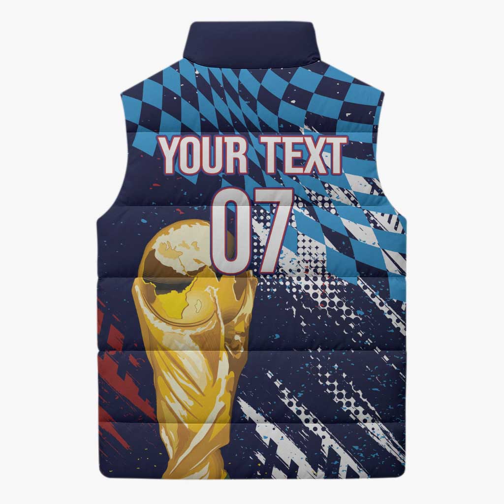 Croatia Football Custom WC2026 Blue Sleeveless Puffer Jacket Hrvatska Grunge Checkerboard - Wonder Print Shop