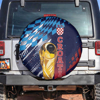 Croatia Football WC2026 Blue Spare Tire Cover Hrvatska Grunge Checkerboard - Wonder Print Shop