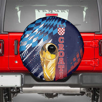 Croatia Football WC2026 Blue Spare Tire Cover Hrvatska Grunge Checkerboard - Wonder Print Shop