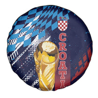Croatia Football WC2026 Blue Spare Tire Cover Hrvatska Grunge Checkerboard - Wonder Print Shop