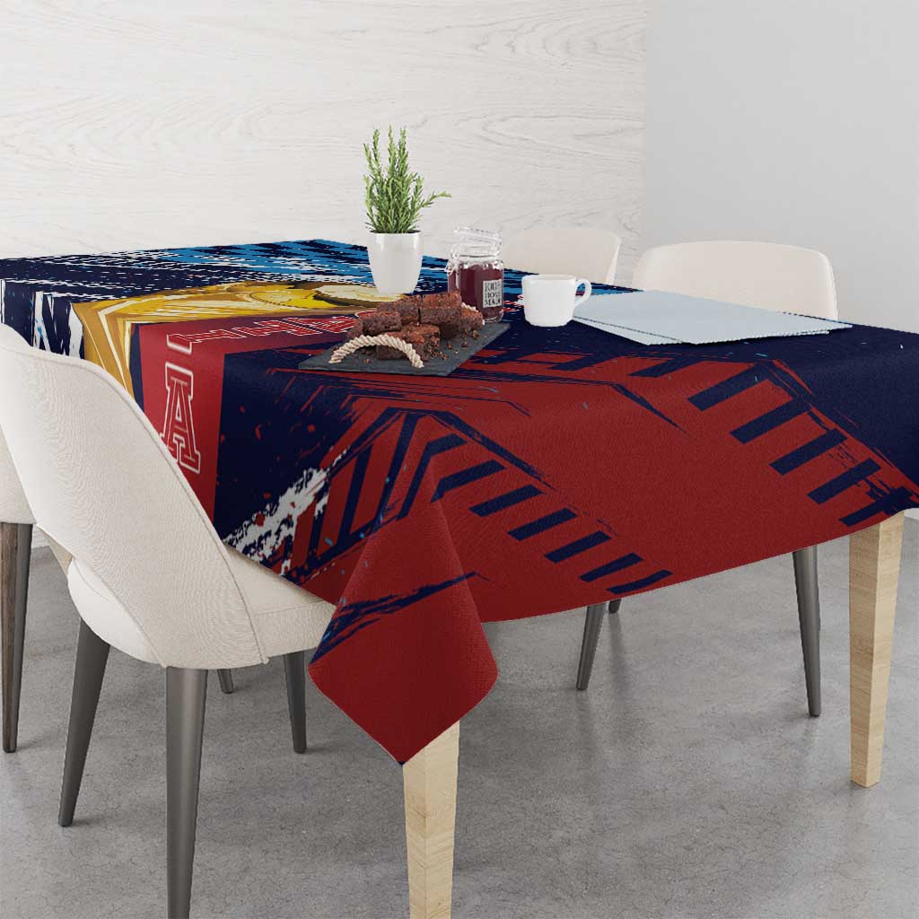 Croatia Football WC2026 Blue Tablecloth Hrvatska Grunge Checkerboard - Wonder Print Shop
