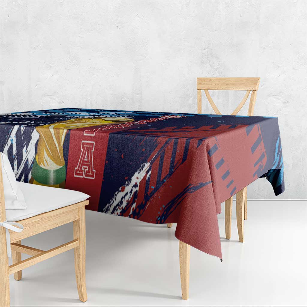 Croatia Football WC2026 Blue Tablecloth Hrvatska Grunge Checkerboard - Wonder Print Shop