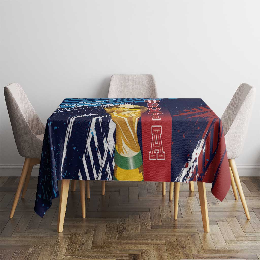 Croatia Football WC2026 Blue Tablecloth Hrvatska Grunge Checkerboard - Wonder Print Shop
