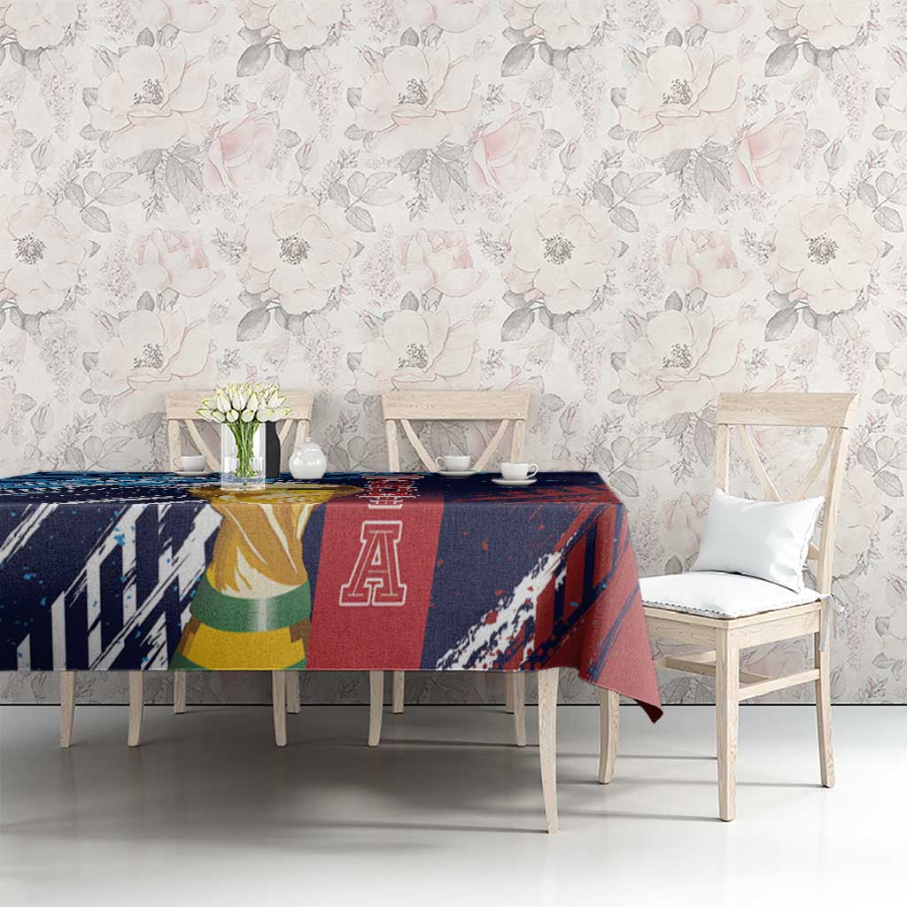 Croatia Football WC2026 Blue Tablecloth Hrvatska Grunge Checkerboard - Wonder Print Shop