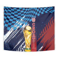Croatia Football WC2026 Blue Tapestry Hrvatska Grunge Checkerboard - Wonder Print Shop