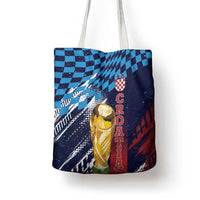 Croatia Football WC2026 Blue Tote Bag Hrvatska Grunge Checkerboard - Wonder Print Shop