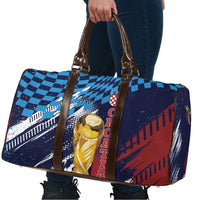 Croatia Football WC2026 Blue Travel Bag Hrvatska Grunge Checkerboard - Wonder Print Shop