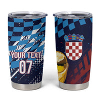 Croatia Football Custom WC2026 Blue Tumbler Cup Hrvatska Grunge Checkerboard - Wonder Print Shop