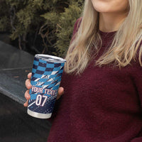 Croatia Football Custom WC2026 Blue Tumbler Cup Hrvatska Grunge Checkerboard - Wonder Print Shop