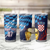 Croatia Football Custom WC2026 Blue Tumbler Cup Hrvatska Grunge Checkerboard - Wonder Print Shop