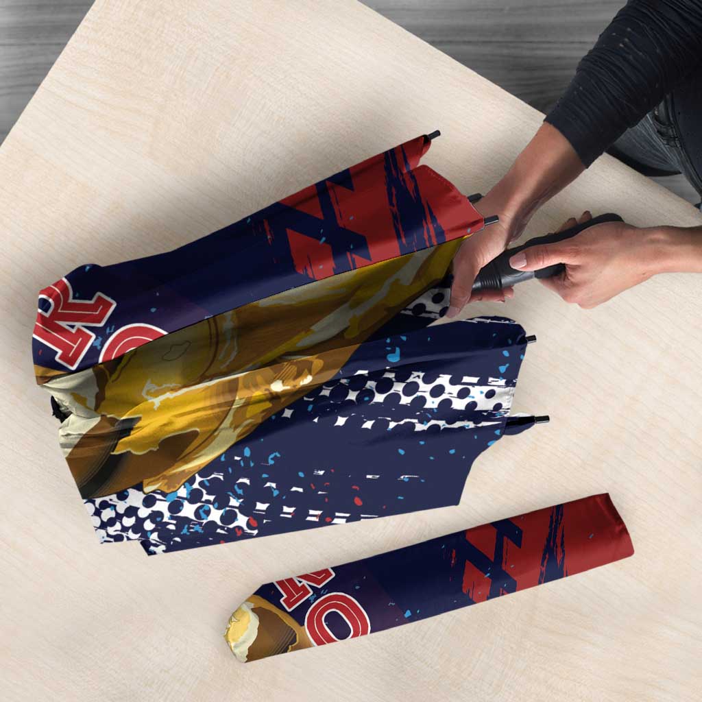 Croatia Football WC2026 Blue Umbrella Hrvatska Grunge Checkerboard - Wonder Print Shop