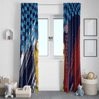 Croatia Football WC2026 Blue Window Curtain Hrvatska Grunge Checkerboard - Wonder Print Shop