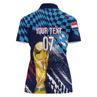 Croatia Football Custom WC2026 Blue Women Polo Shirt Hrvatska Grunge Checkerboard - Wonder Print Shop