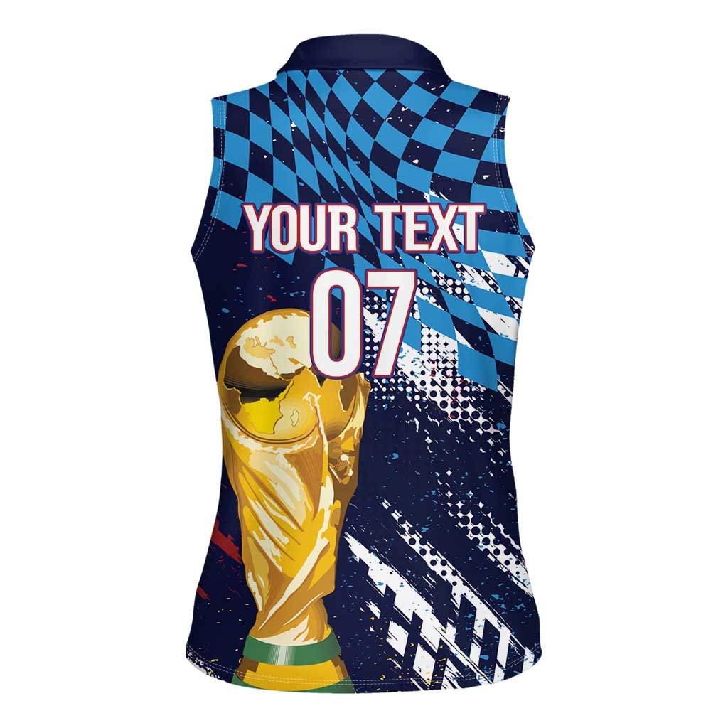 Croatia Football Custom WC2026 Blue Women Sleeveless Polo Shirt Hrvatska Grunge Checkerboard - Wonder Print Shop