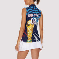 Croatia Football Custom WC2026 Blue Women Sleeveless Polo Shirt Hrvatska Grunge Checkerboard - Wonder Print Shop