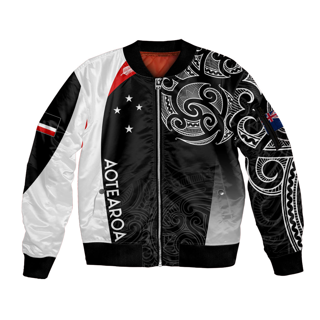 Personalised New Zealand Rugby Sleeve Zip Bomber Jacket Aotearoa World Cup 2023 Champions - Wonder Print Shop
