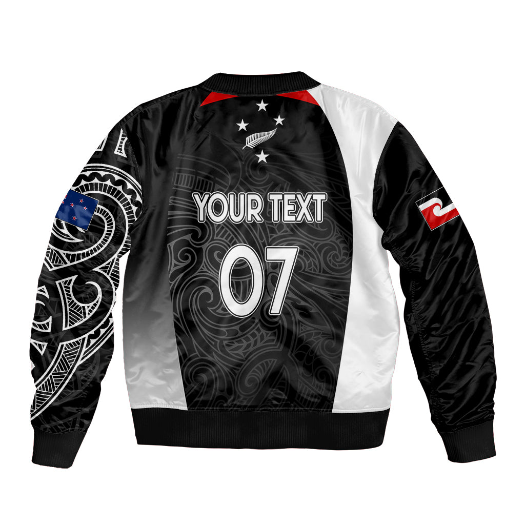 Personalised New Zealand Rugby Sleeve Zip Bomber Jacket Aotearoa World Cup 2023 Champions - Wonder Print Shop