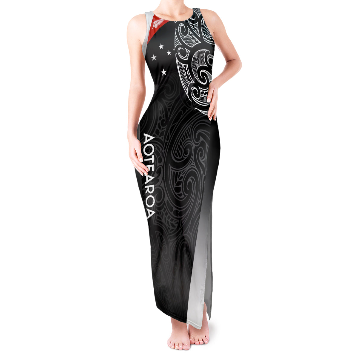 Personalised New Zealand Rugby Tank Maxi Dress Aotearoa World Cup 2023 Champions - Wonder Print Shop
