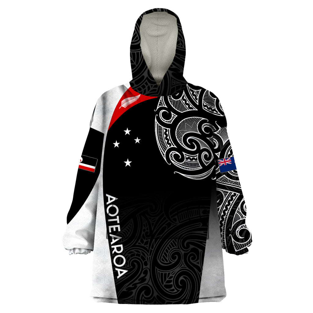 Personalised New Zealand Rugby Wearable Blanket Hoodie Aotearoa World Cup 2023 Champions - Wonder Print Shop