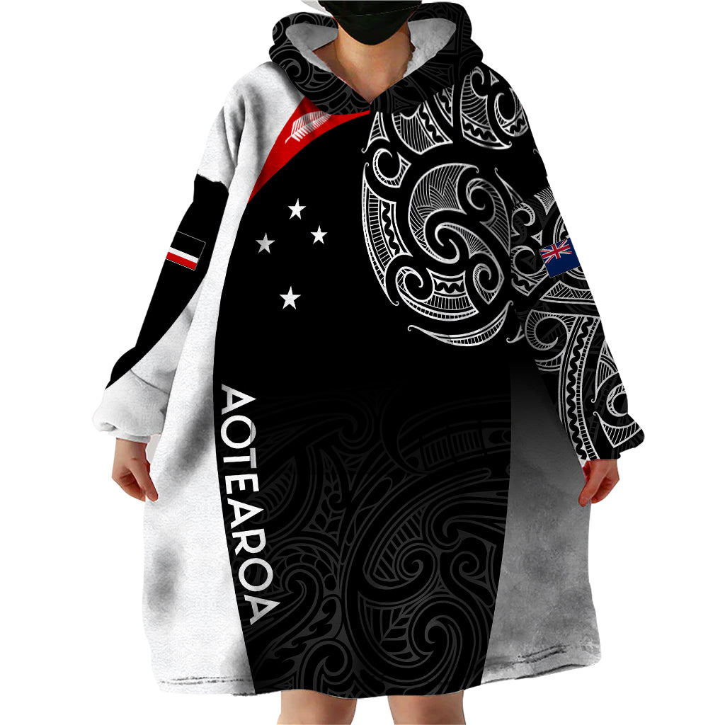 Personalised New Zealand Rugby Wearable Blanket Hoodie Aotearoa World Cup 2023 Champions - Wonder Print Shop