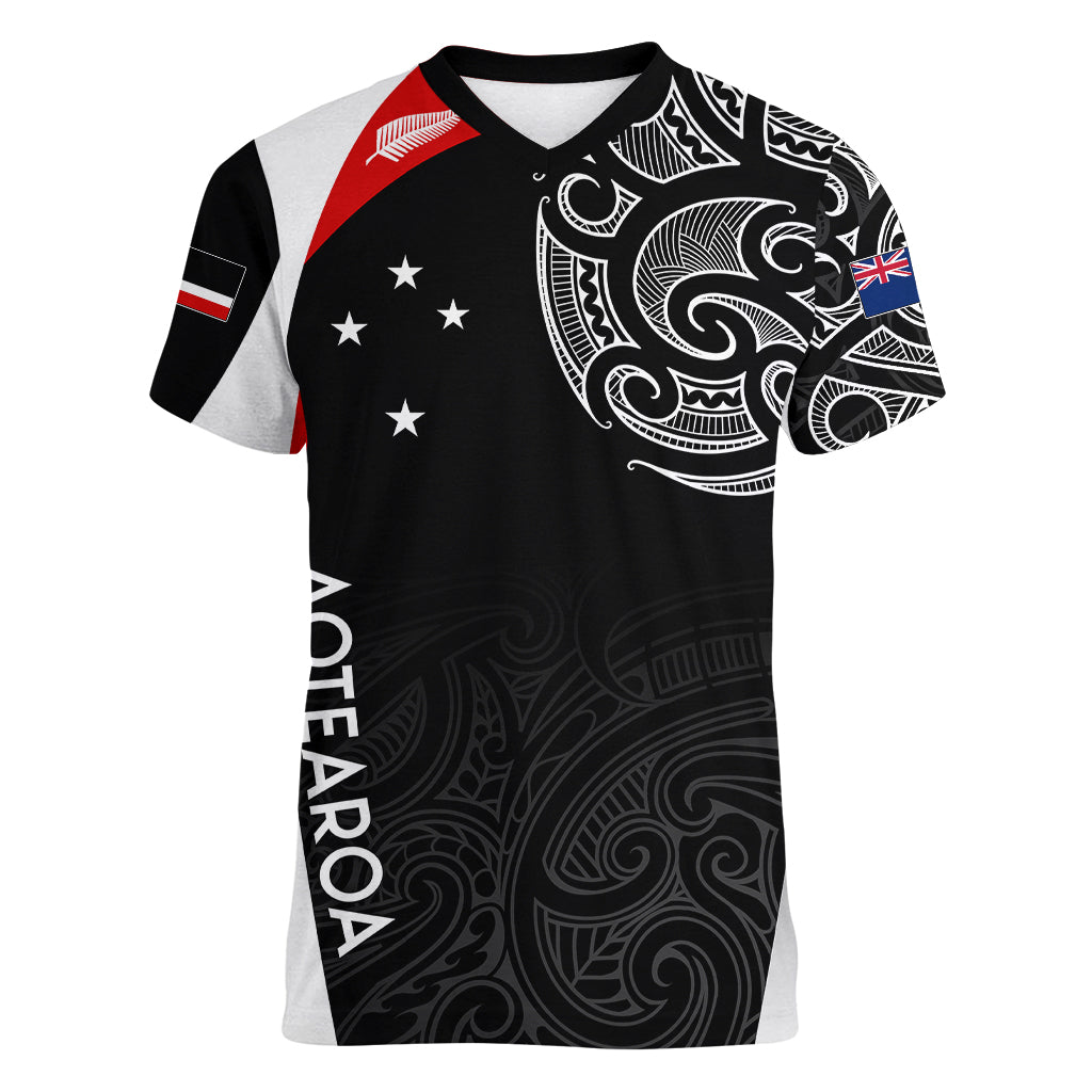 Personalised New Zealand Rugby Women V Neck T Shirt Aotearoa World Cup 2023 Champions - Wonder Print Shop