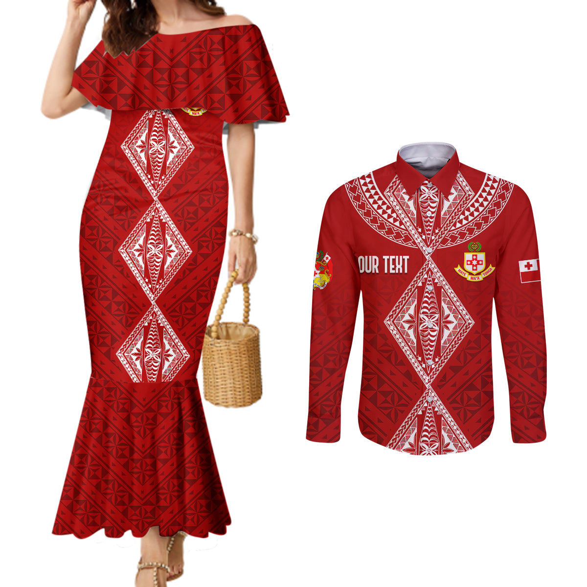 personalised-kolisi-tonga-atele-couples-matching-mermaid-dress-and-long-sleeve-button-shirts-tongan-kupesi-special