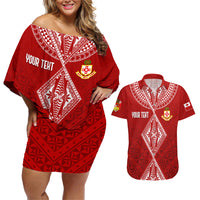 Personalised Kolisi Tonga Atele Couples Matching Off Shoulder Short Dress and Hawaiian Shirt Tongan Kupesi - Special LT7 - Wonder Print Shop