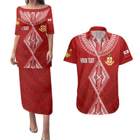 Personalised Kolisi Tonga Atele Couples Matching Puletasi Dress and Hawaiian Shirt Tongan Kupesi - Special LT7 - Wonder Print Shop