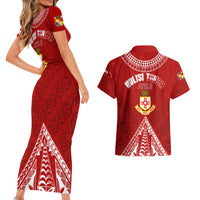 Personalised Kolisi Tonga Atele Couples Matching Short Sleeve Bodycon Dress and Hawaiian Shirt Tongan Kupesi - Special LT7 - Wonder Print Shop