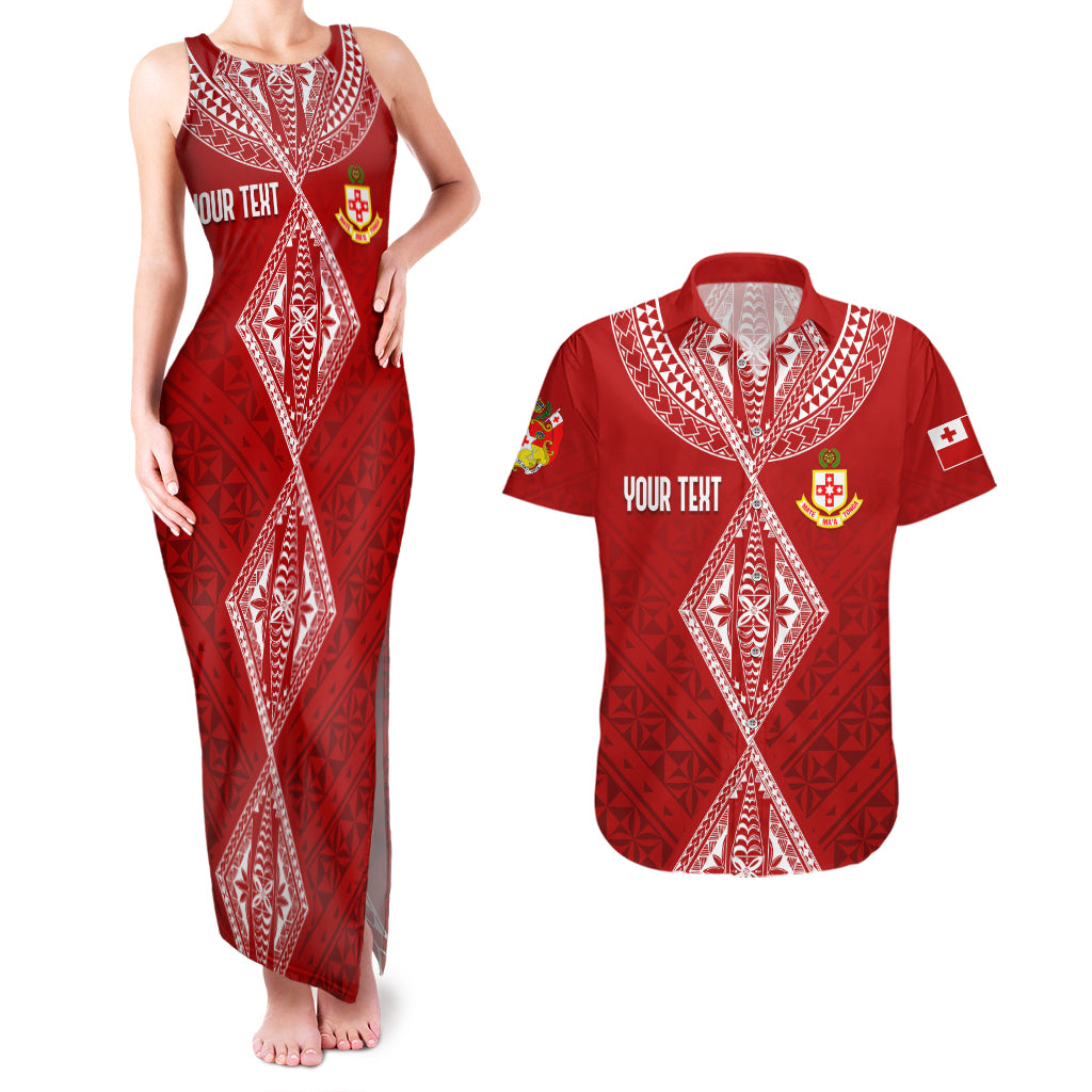 Personalised Kolisi Tonga Atele Couples Matching Tank Maxi Dress And Hawaiian Shirt Tongan Kupesi - Special LT7 - Wonder Print Shop