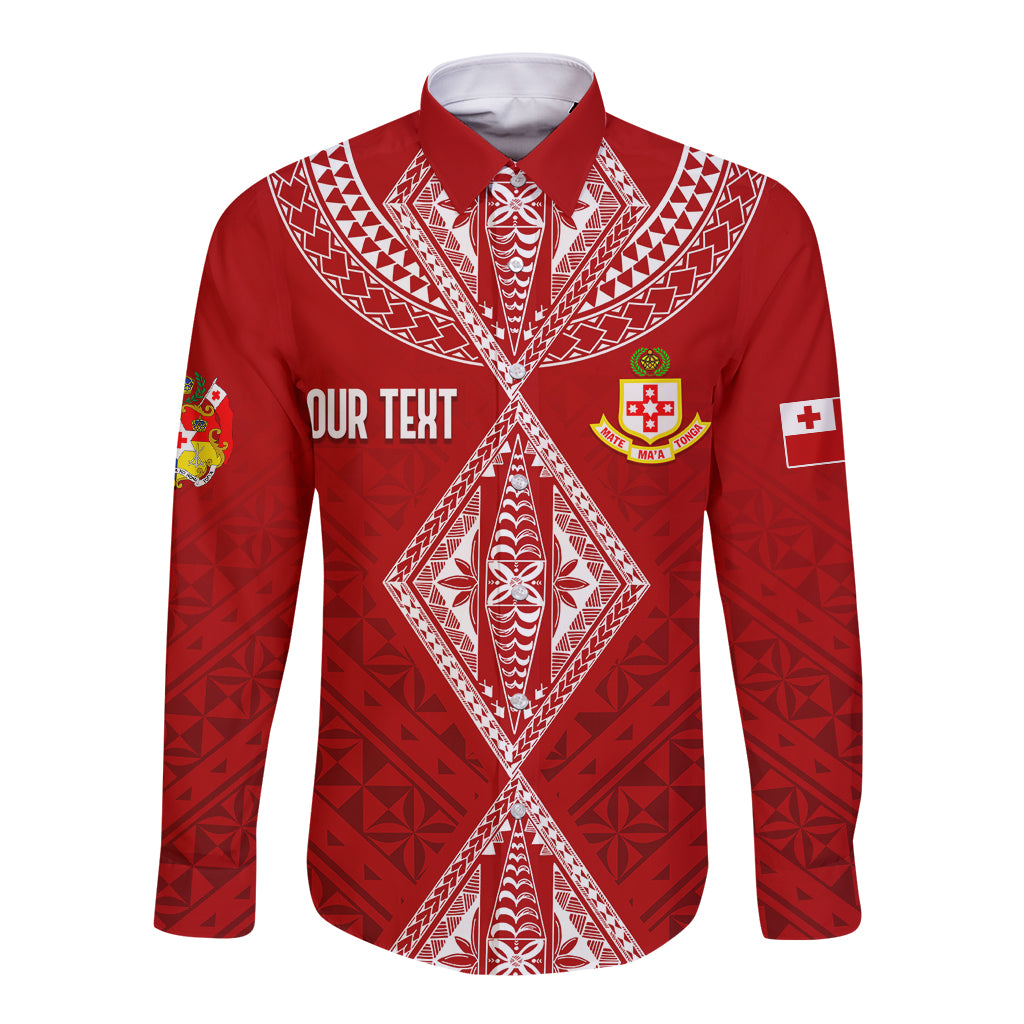 Personalised Kolisi Tonga Atele Long Sleeve Button Shirt Tongan Kupesi - Special - Wonder Print Shop